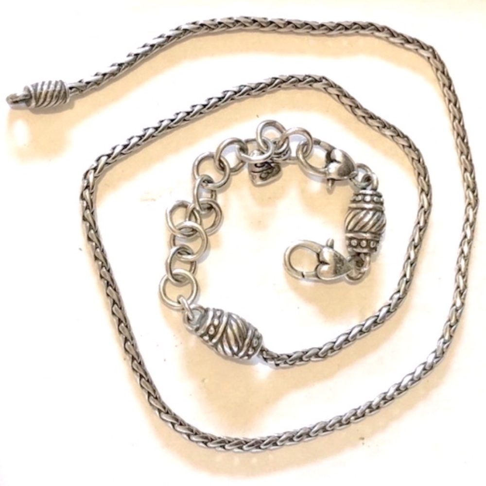 Brighton Classic Short Necklace in Silver Holds beads and charms Barrel detail